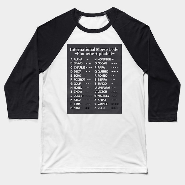 Morse Code Alphabet Baseball T-Shirt by ScienceCorner